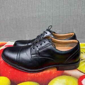 George Mens Size 12 Black Cap Toe Branford Casual Dress Lace up Oxfords